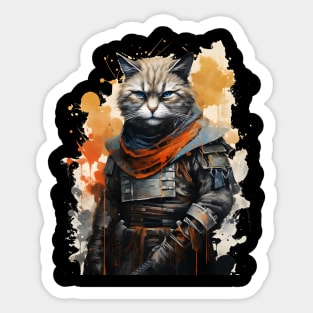 Japanese Warrior Cat Sticker